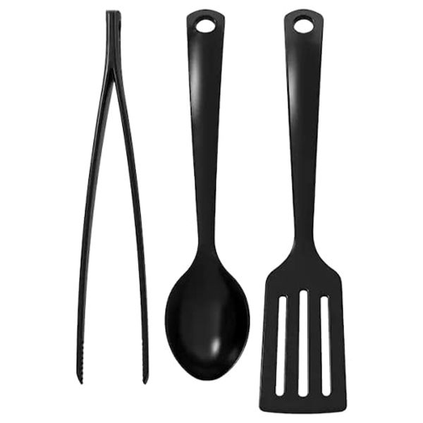 IKEA GNARP 3-piece kitchen utensil set, black