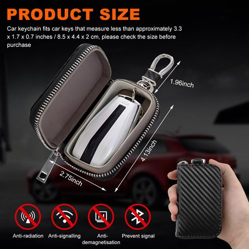 Yourkar Faraday Bag for Car Keys, Anti-Theft Faraday Carbon Fiber Key Fob Holder Storage with Zip, Portable Signal Blocking Auto Key Protector Zipper Pouch, Car Accessories