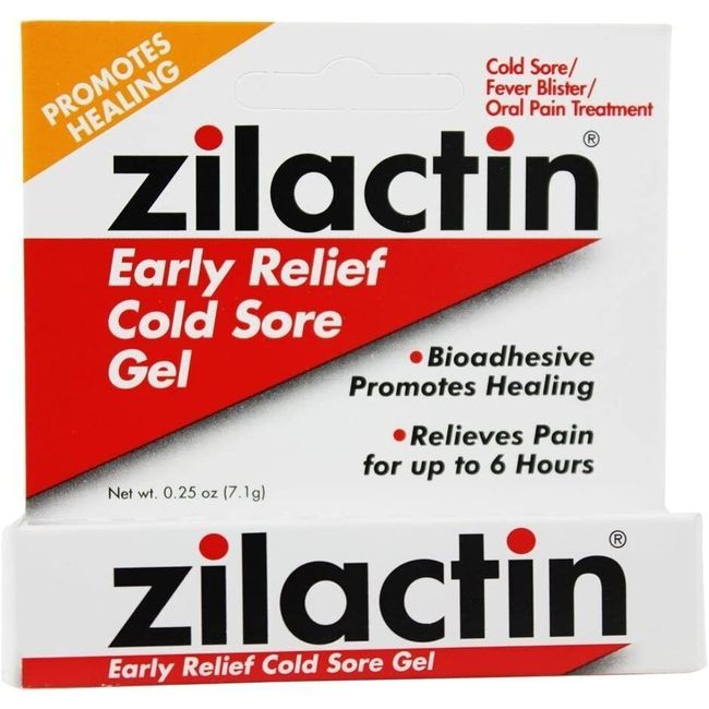 Zilactin Cold Sore Gel, Medicated Gel 0.25 oz