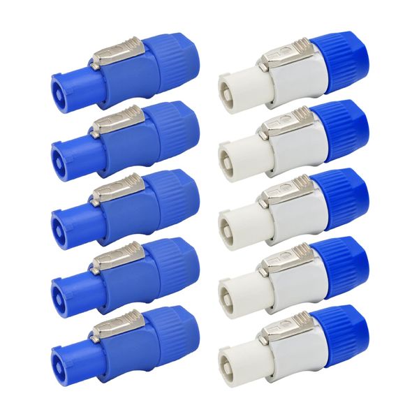 Kooben (5 Each) NAC3FCA & NAC3FCB PowerCON Cable Connector Replacement for Neutrik, blue & white