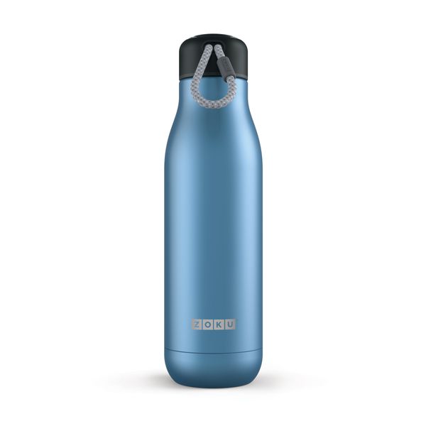 Zoku 750 ml Drinking Bottle, Stainless Steel Blue, 8 x 8 x 28.2 cm