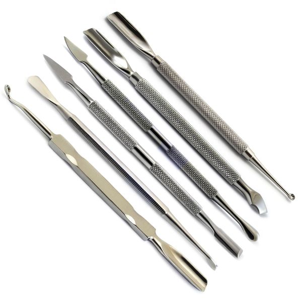 6Pcs Cuticle Pusher Remover Spoon Manicure Pedicure Durable Nail Cleaning Tools