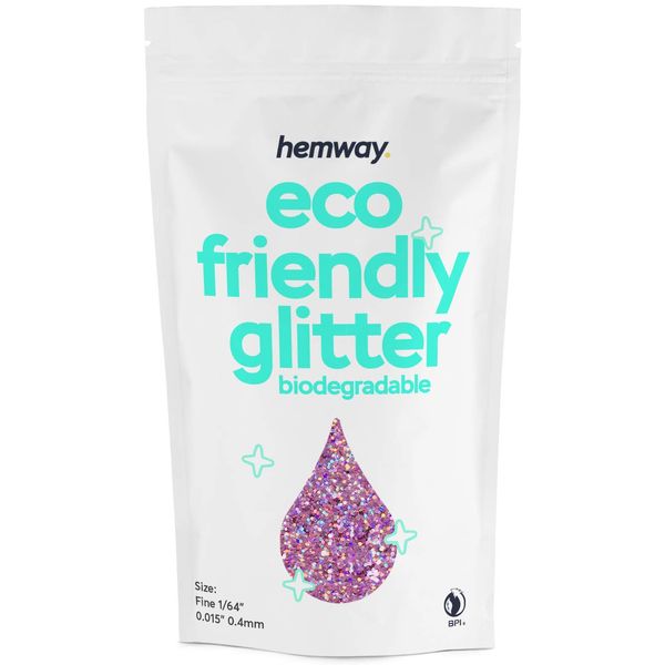 Hemway Eco Friendly Biodegradable Glitter 100g / 3.5oz Bio Cosmetic Safe Sparkle Vegan for Face, Eyeshadow, Body, Hair, Nail and Festival Makeup, Craft - Fine (1/64" 0.015" 0.4mm) - Pink Holographic