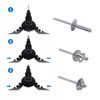 BESTYCHAO 60pcs Tri-Fold Exploding Large Head Aluminum Blind Rivet Pop Rivet Rivets - Silver(4.8x21mm)