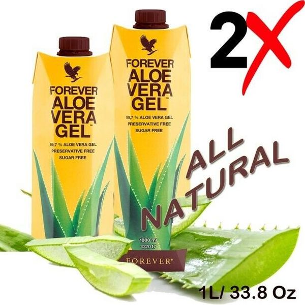 Forever Aloe Vera Gel Pack All Natural Halal Kosher Vegan 33.8FL.OZ 1 Liter X 2