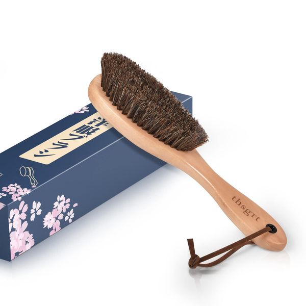 Thsgrt Horse Hair Brush, 100% Natural Horse Hair, Clothes Brush, Shoe Polish, Natural Wood, Multi-purpose, Suit Brush, Professional Horse Hair Brush, Electrostatic, Dust, Pollen Removal