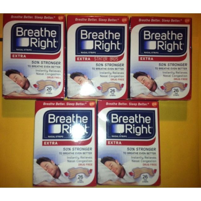 130 BREATHE RIGHT NASAL STRIPS EXTRA STRENGTH TAN (5 x 26 COUNT BOXES) EXP 2027