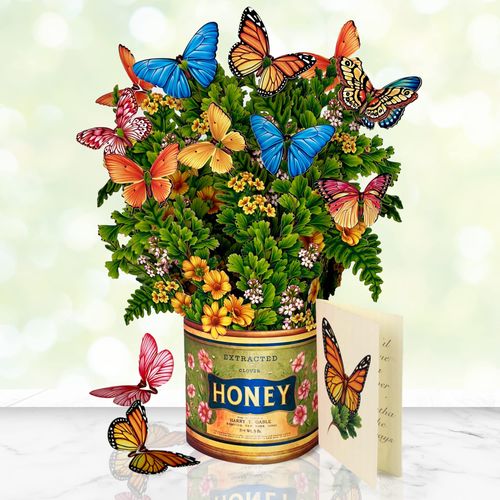 Freshcut Paper Pop Up Cards, Paper Flower Bouquet 3D Popup Greeting Cards with Note Card & Envelope, Birthday Card, Anniversary Card, Get Well Gifts for Women, 12" Butterflies & Buttercups