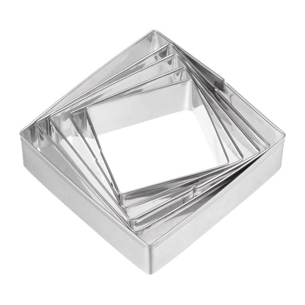 uxcell 5pcs Cookie Cutters Stainless Steel Square Biscuit Cookie Cutter for Kitchen Baking