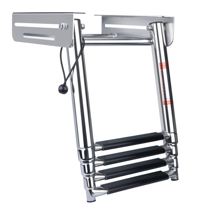 4 Step Boat Ladder, Stainless Steel Under Platform Sliding Dive Ladder, Boat Boarding Telescoping Ladder 900 Bound Capacity