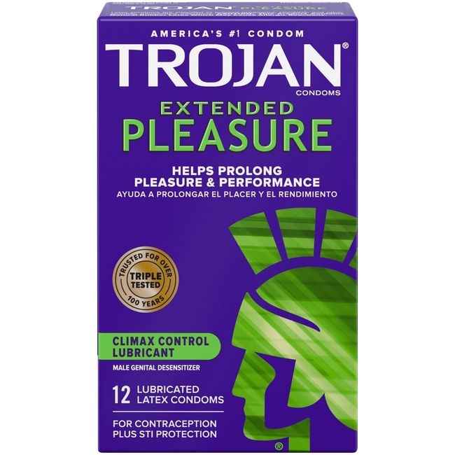 Trojan Extended Pleasure Prolong Climax Control Desensitizer Lubricated Condoms