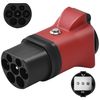 JULIK Type 2 to Schuko Adapter with Switch, Type 2 16A EV Charging Cable or Type 2 Charger or Type 2 E Car Charging Station to Schuko Socket Adapter, Type 2 Station Discharger (Red)