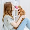 Soft Breathable Dog Muzzle - Safety Muzzle to Prevent Biting Barking, Chewing, Eating - Adjustable Straps (Pink, Small)