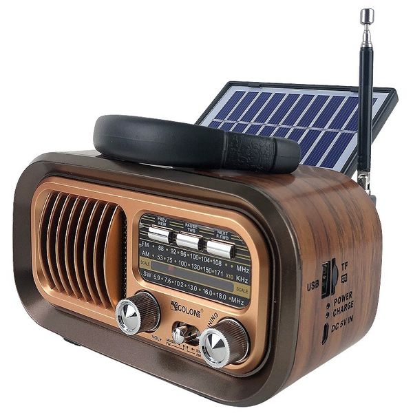 Solar-Powered AM/FM Shortwave Retro Radio With Bluetooth Speaker MP3 USB Player