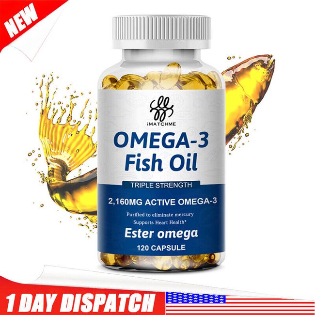 Omega 3 Fish Oil Capsules 3x Strength 2160mg EPA & DHA,Highest Potency Caps