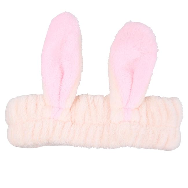 Headband for Washing Face and Makeup Cute Bunny Ear Hairband Elastic Headband for Shower, Sports, Spa, Skincare, Beauty, Head Wraps, Hair Accessories for Women Girls, Pink