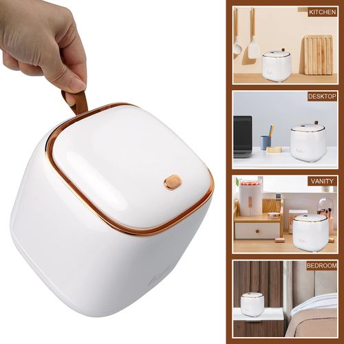 Mini Trash Can 1.6L/0.4 Gallon with Trash Bags 180pcs, Tiny Small Desktop Trash Bin with Lid, Countertop Mini Garbage Bin for Home, Office, Kitchen, Bedroom, Bathroom (White)