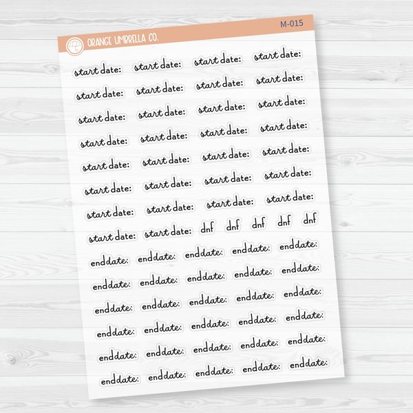 Reading Journal Planner Stickers | Reading Tracker Labels | M-013-M-015-CM (Reading Dates)