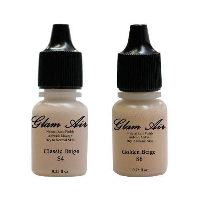 Airbrush Makeup Foundation Satin S4 Classic Beige and S6 Golden Beige Water-base