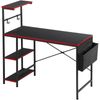 44" Gaming Desk with Power Outlet & LED Light Computer Desk Reversible Shelves