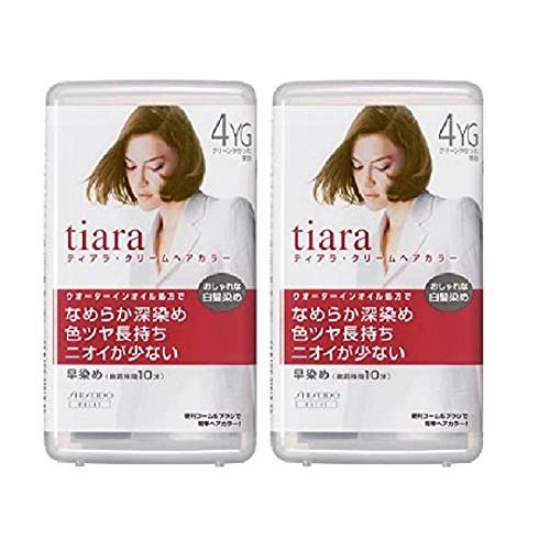 Tiara [Quasi-drug] Cream Hair Color 4YG Greenish Chestnut Set of 2