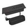 4 LEAF Recessed Power Strip USB C 65W,Flush Mount Desktop Power Outlets Black