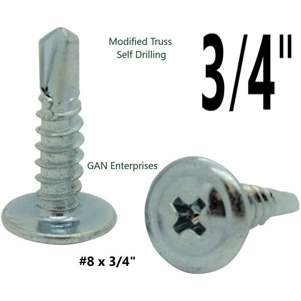 Modified Truss Head #8 x 3/4 Self-Drilling K-Lath Tek Screws (500) 