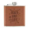 Crazy Golf Lady 6oz PU Leather Hip Flask Tan