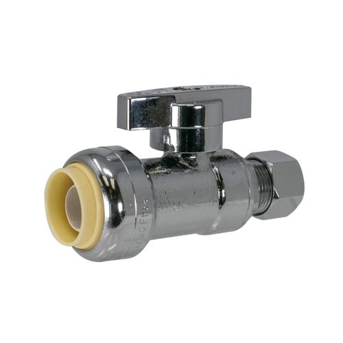 [10-Pack] PROCURU PushFit Straight Stop Valve 1/2" Push x 3/8" OD Comp, Quarter-Turn, Faucet/Toilet Shut Off Valve (8X8022-10P)