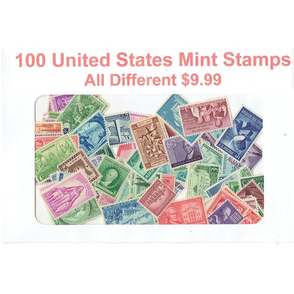 100 United States Mint All Different Stamps