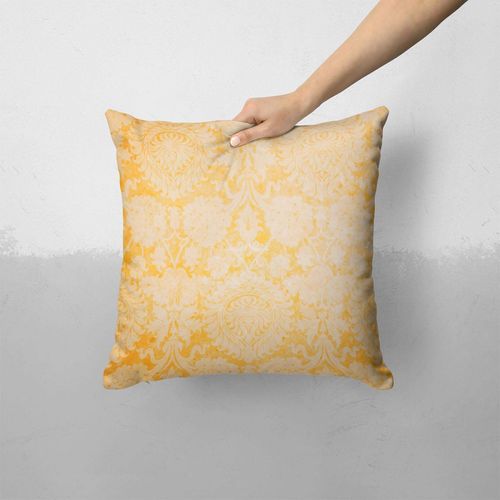 iiRov Mustard Yellow Cauliflower Damask Pattern - Custom Decorative Home Decor Indoor or Outdoor Throw Pillow Cover Plus Cushion Set for Sofa, Bed or Couch (Pillow CASE Cover Plus Cushion)