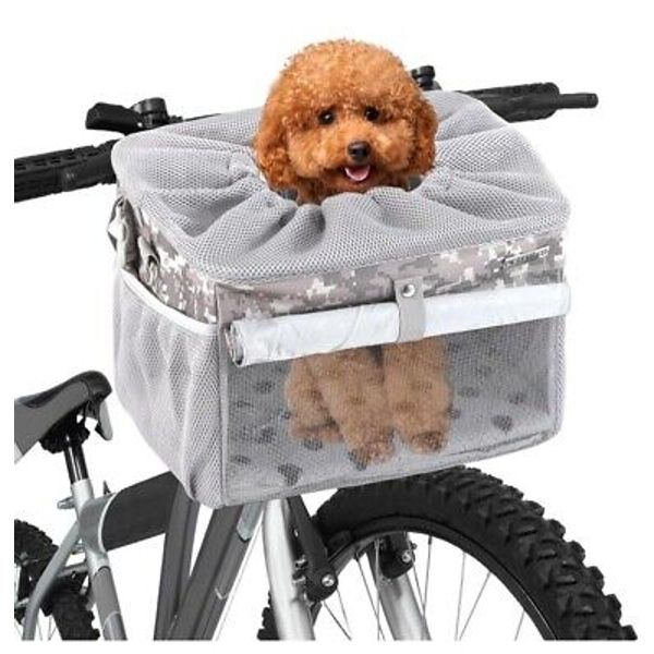 Dog Bike Basket, Pet Bicycle Carrier, Dog Car Seat with Safety Rope, Sm-Med.