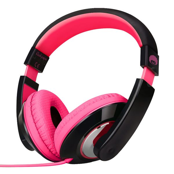 Rockpapa Comfort Kids Headphones, Over Ear Headphones Wired, Childrens Headphones with Adjustable Headband, Stereo Sound, Wired Headphones for Kids Girls Teens Adults (Pink)