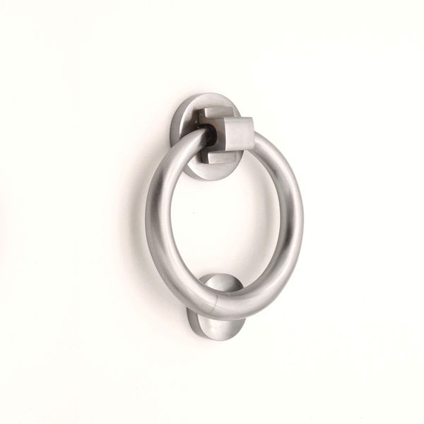 Infinity Decor Satin Chrome Classic Ring Shaped Door Knocker - 5" Solid Brass Front Door Furniture Knocker