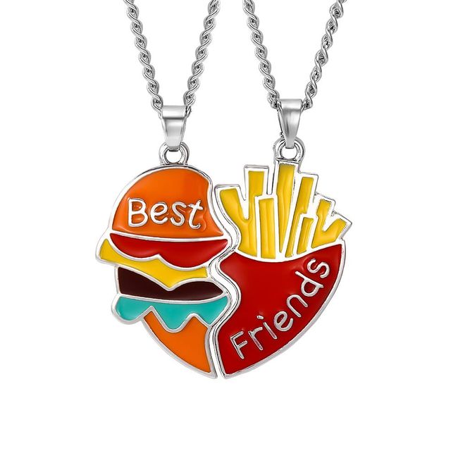 Best Friend Necklaces for 2 Girls Boys Friendship Gifts for BFF Hamburger French Fries Matching Necklaces for 2 Best Friends Anniversary Birthday Gifts for Teens Bestie Funniest Gifts for Friend