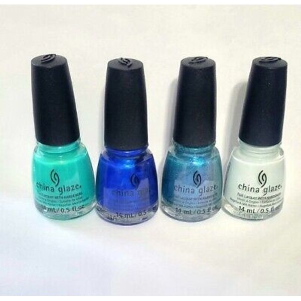 china glaze nail polish Set. Blue. Green. Metallic. Shimmer. Frosted. Glitter.