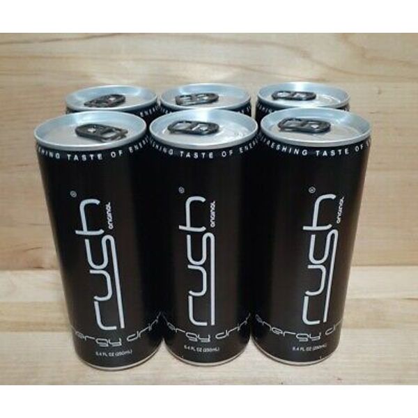 6ct: RUSH ORIGINAL ENERGY DRINK taurine caffeine vitamin B12 B6 B2 8.2z red bull