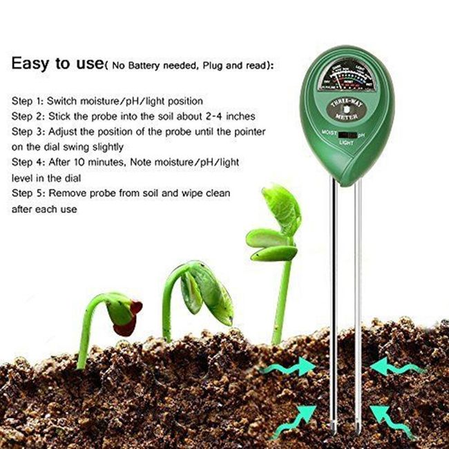 3 In1 Soil Moisture Meter Sunlight PH Meter Soil Water Acidity