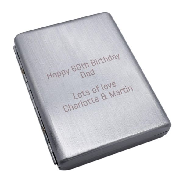 Personalised with Message, Double Sided Brushed Metal 18 Kingsize Cigarette Case