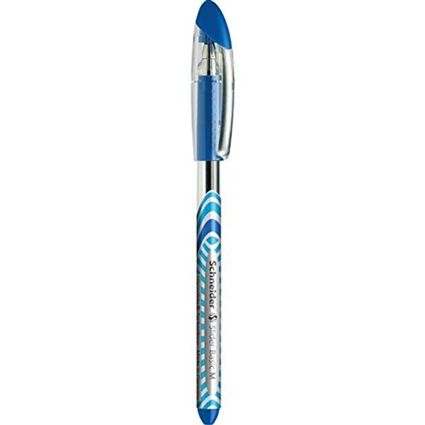 SCHNEIDER 5 Stück Kugelschreiber Slider Basic, mittlere Spitze, blau