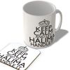 McMug - Keep Calm and Let Halima Handle It - White Background - Mug and Coaster Set, Ceramic, 11fl.oz.