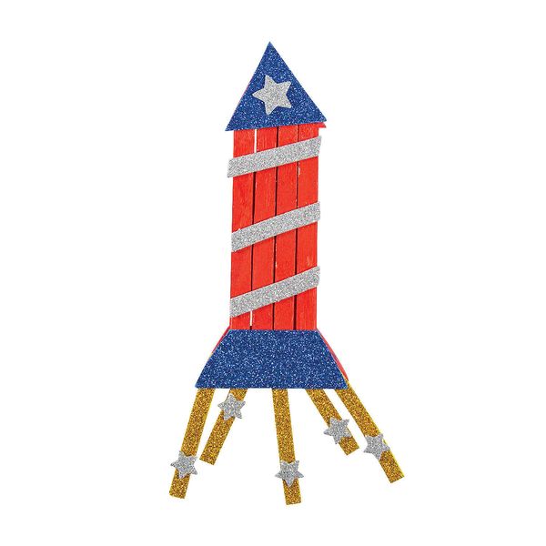 Patriotic Rocket Ship Magnet Craft Kit - Arts & Crafts - Makes 12