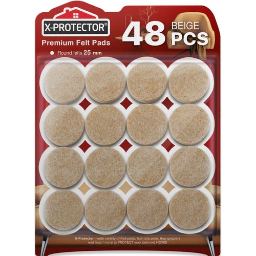 Chair Pads Floor Protectors X-PROTECTOR 48 PCS - Felt Furniture Pads - Premium Chair Feet Protectors - Huge Quantity Floor Protector Pads - Protect Wood Floors with Chair Leg Floor Protector!