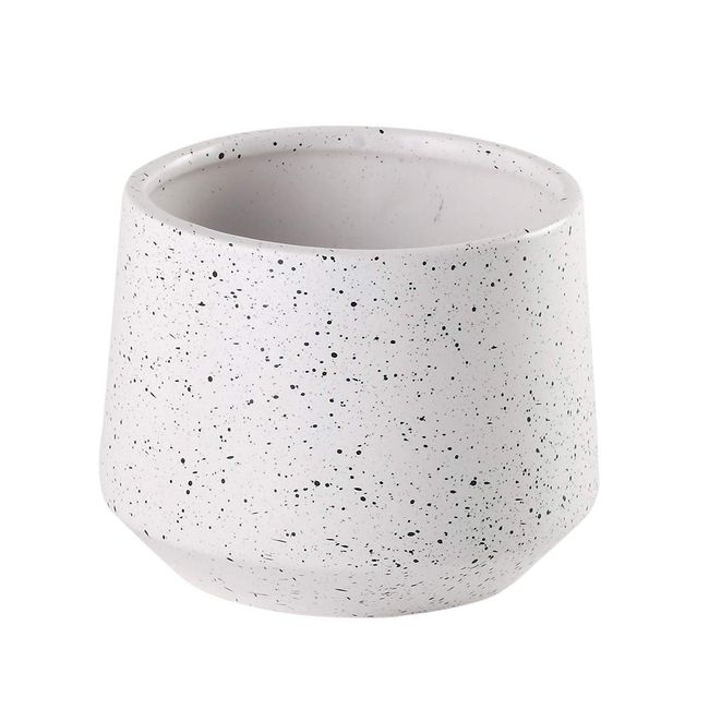 Napco 22092 Ceramic Speckled Planter/Cache Pot, White