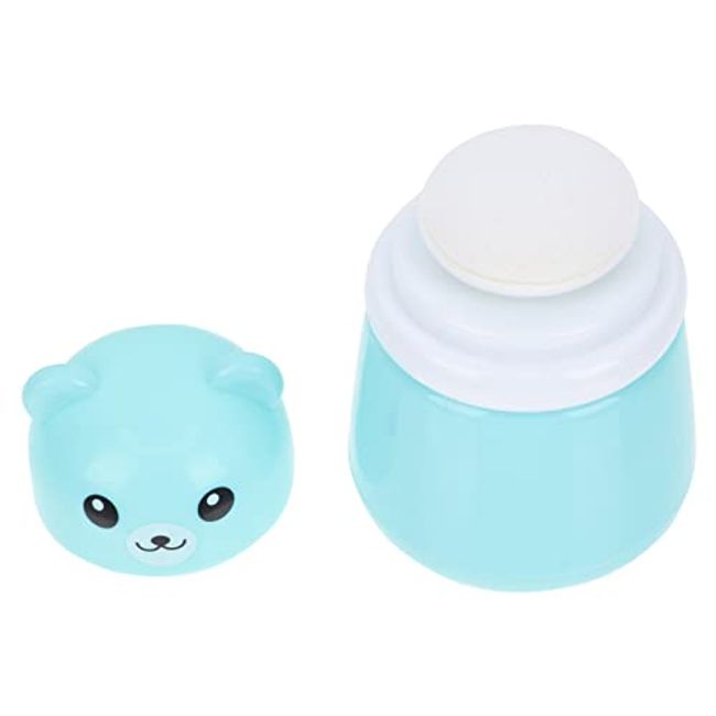 Green Plastic Loose Powder Container with Powder Puff Refillable