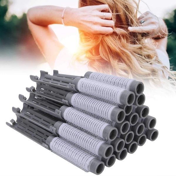 Hair Perm Rods, 20pcs Perming Rods Curlers Hair Rollers Hair Perm Kit Short Fluffy Perming Rod Roller Curlers Root Body Wave Hairdressing Styling Tool Hair Roller Set for Salon Barber Home(Grey)