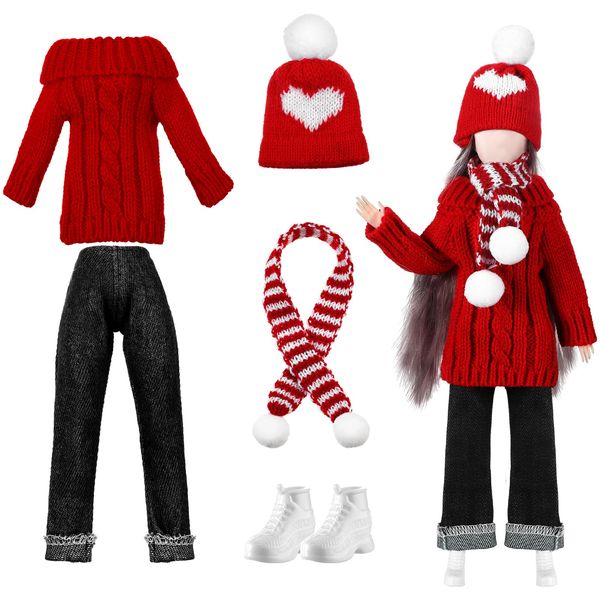 Geyoga Christmas 11.5 Inch Doll Clothes Girl Doll Accessories Winter Doll Outfits Set Including Sweaters, Denim Pants, Hats, Scarves, Shoes for 11.5 Inch Girl Doll(Cute)