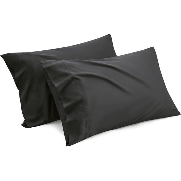 Bedsure Viscose from Bamboo Pillow Cases Queen - Silk Black Cooling Pillowcase