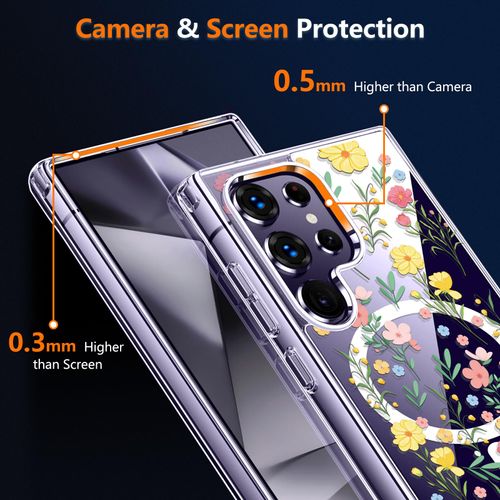 MIDIIUGCT Magnetic for Galaxy S24 Ultra Case,Built-in Magnet Circle&Wireless Charging,Military-Grade Shockproof case Cover for Galaxy S24 Ultra [Flowers and Plants] MUS-CXDZ-01-06