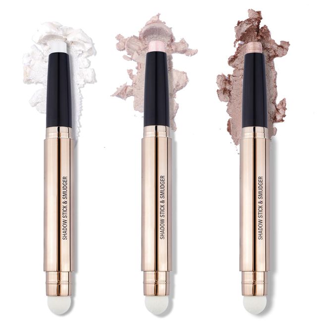 Erinde 3PCS Double-Ended Shimmer Eye Shadow Stick, Single Colour Pearlescent Sleeper Eye Shadow, High Pigmented Metallic Cream Shimmer Eye Shadow Stick, Deep Eyeshadow Pencil Crayon